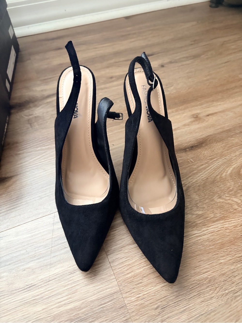 Fashion Nova Black Pointed Slingback Pumps